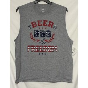 Way To Celebrate! Patriotic Mens Graphic Muscle T-Shirt Size Large